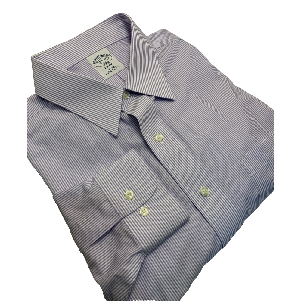 Brooks‎ Brothers 1818 Regent Non-Iron L/S Shirt Men's 16 1/2 Purple Striped